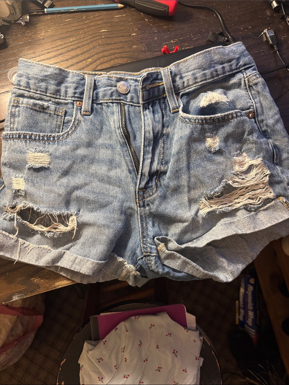 Aeropostale Light Blue Distressed Denim Shorts